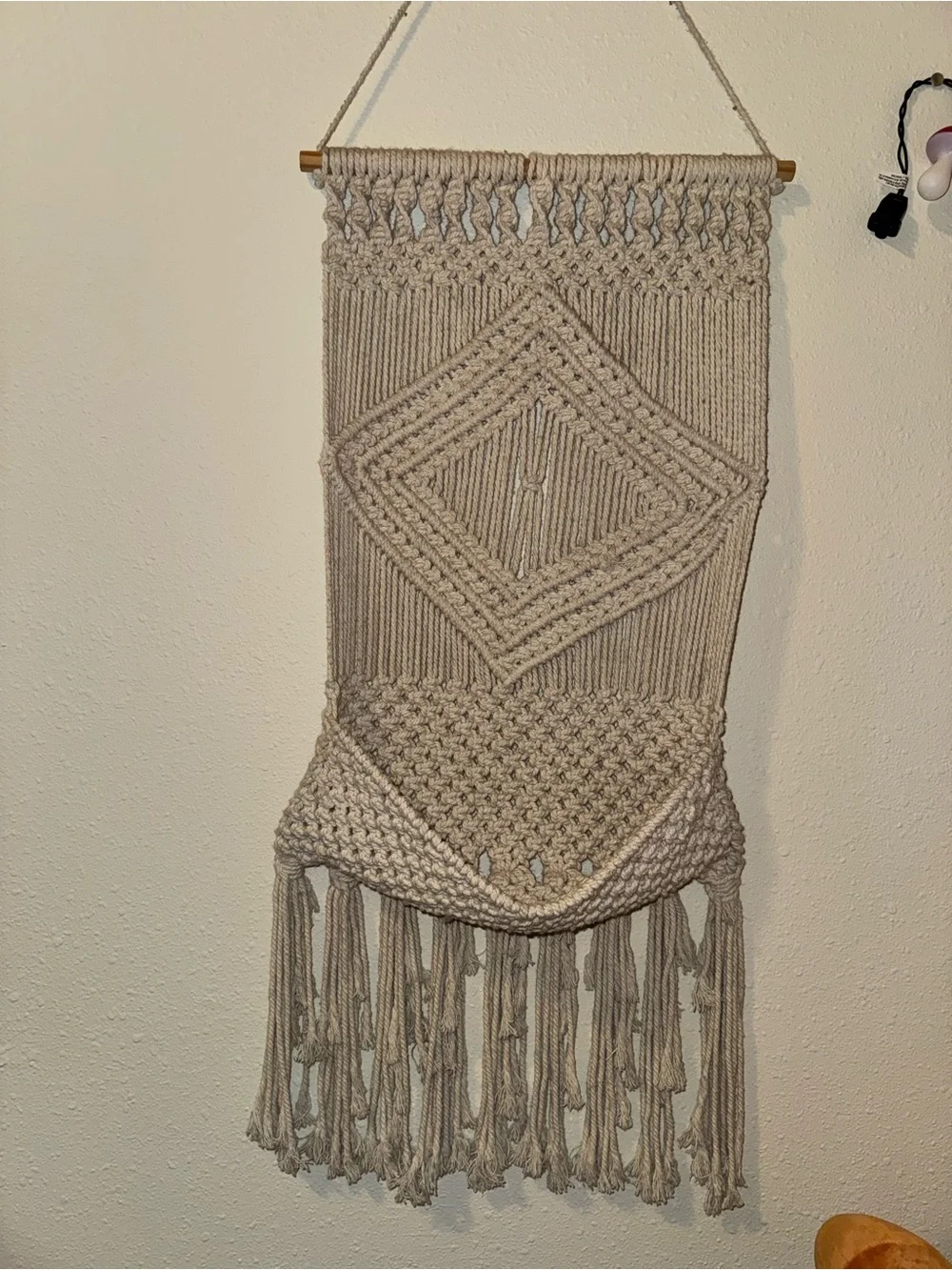 Handmade Beige Macrame Wall Hanging - Neutral Boho Decor